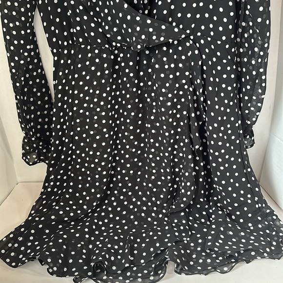 H&M divided black and  white polka dot ruffle dress size 14 - Picture 2 of 7